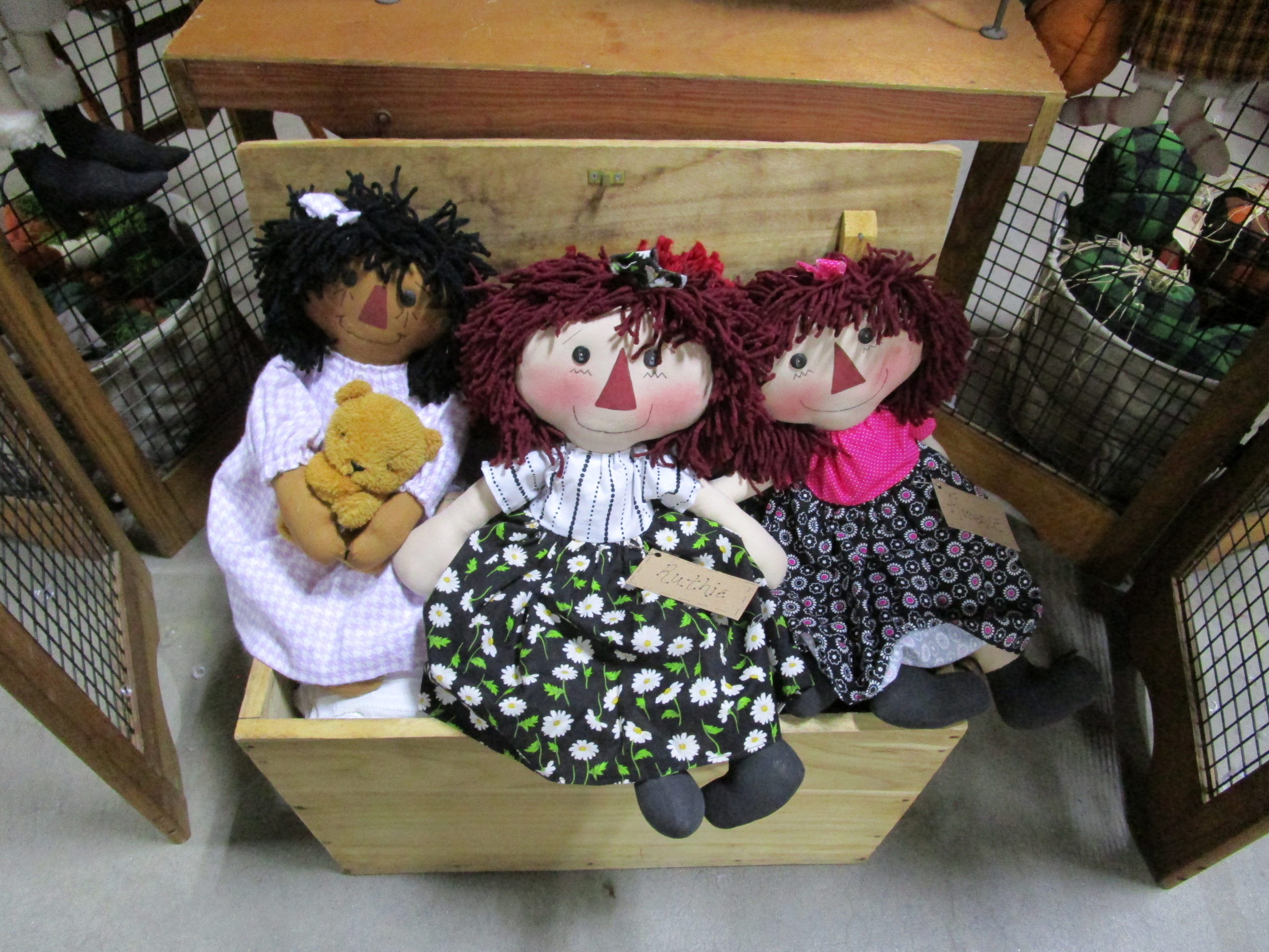 Handcrafted dolls at the Old Deerfield Crafts fair.
